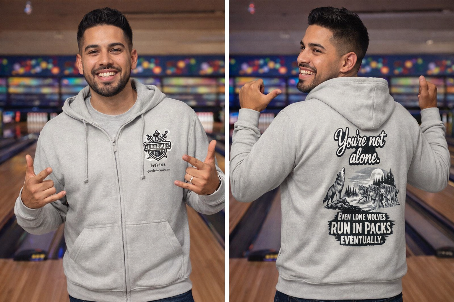 'Lone wolf' Zip Up Hoody